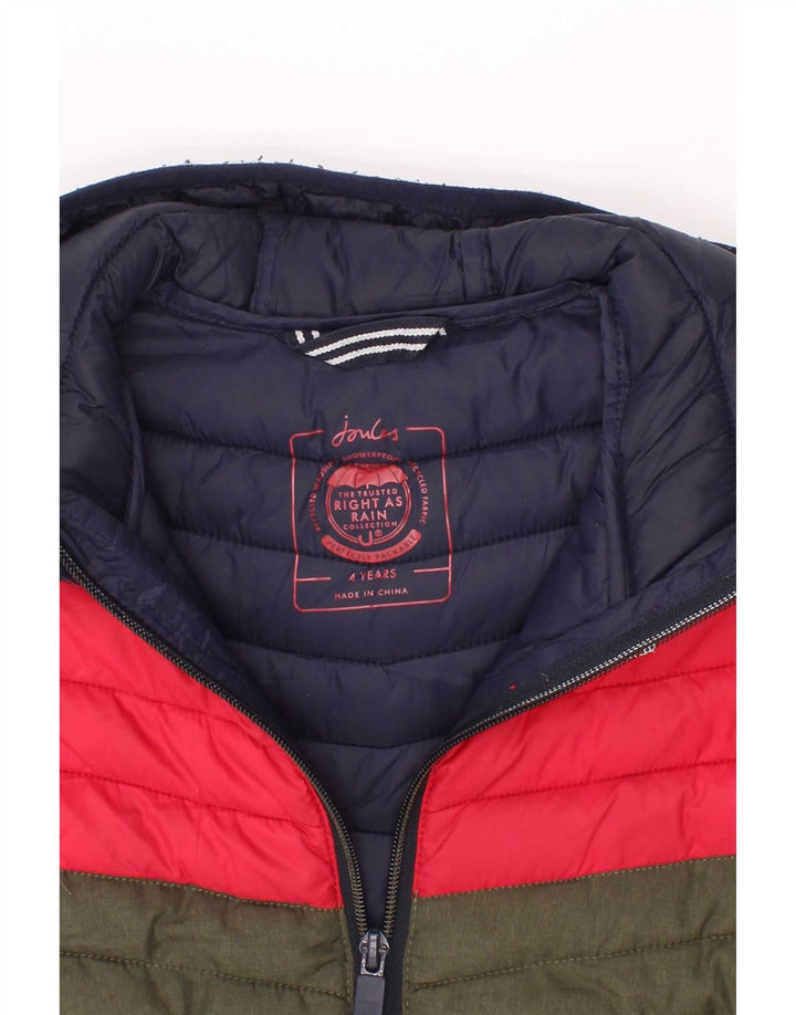 Giacca imbottita con cappuccio Joules per ragazzi 3-4 anni in poliammide color block verde