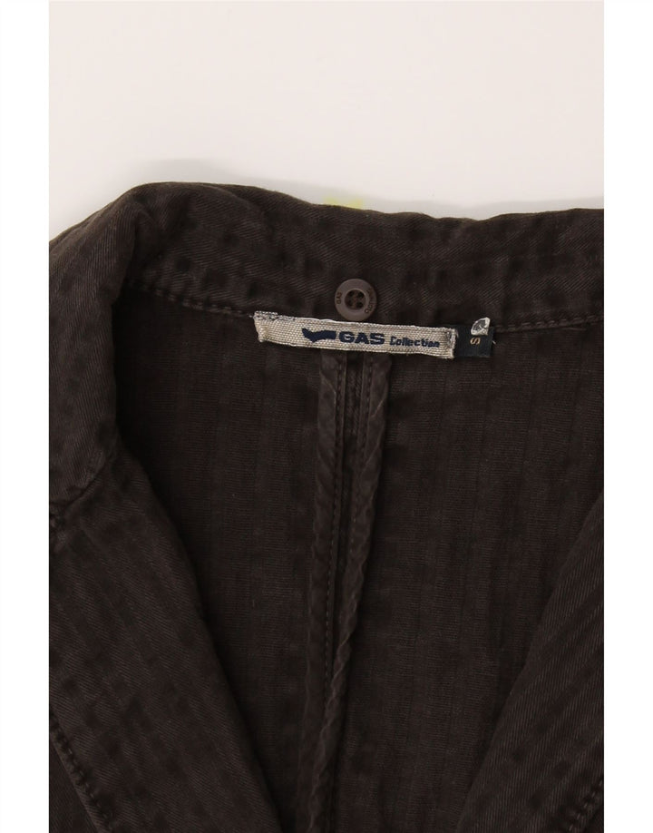 GAS Womens 2 Button Blazer Jacket UK 10 Small Brown Striped Cotton Vintage Gas and Second-Hand Gas from Messina Hembry 