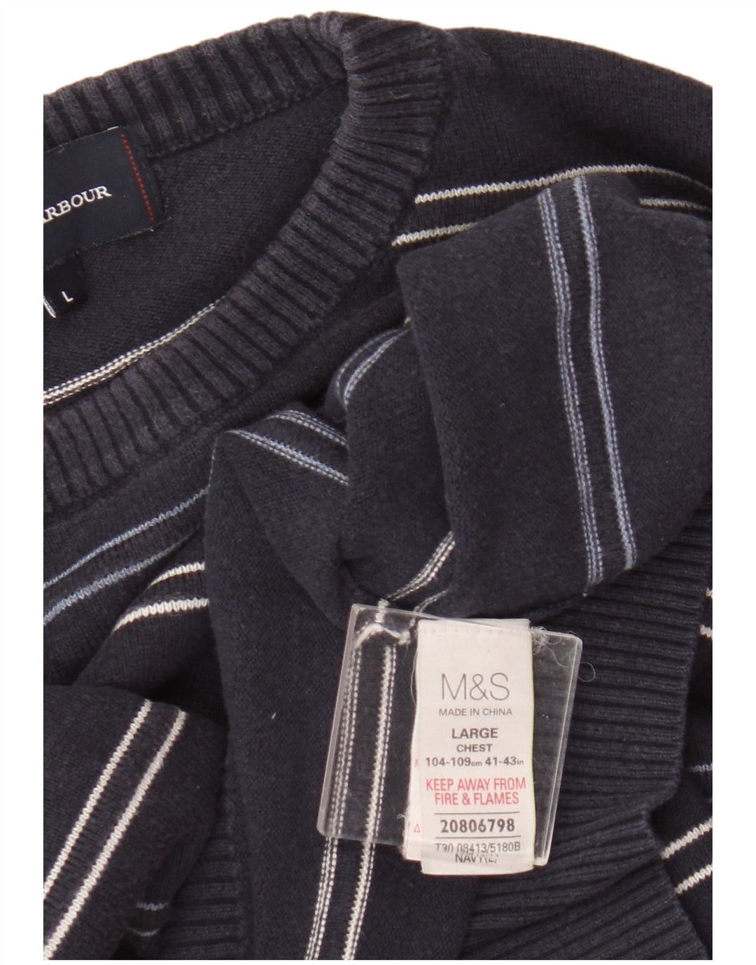Maglione maglione girocollo da uomo Marks & Spencer blu Harbour grande blu navy