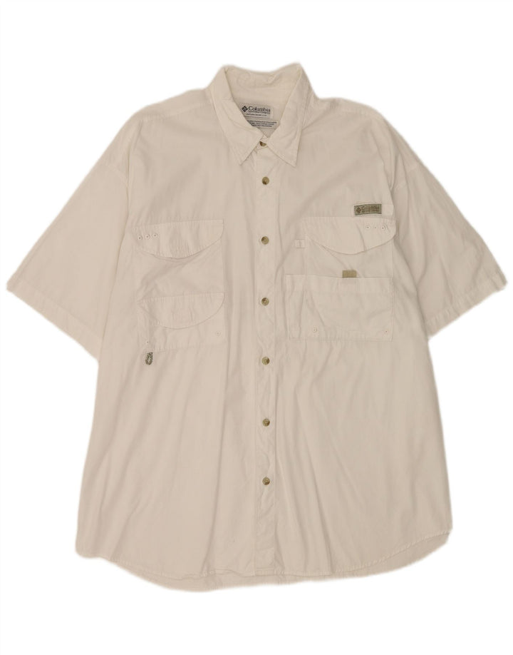 Camicia a maniche corte da uomo Columbia 2XL cotone bianco