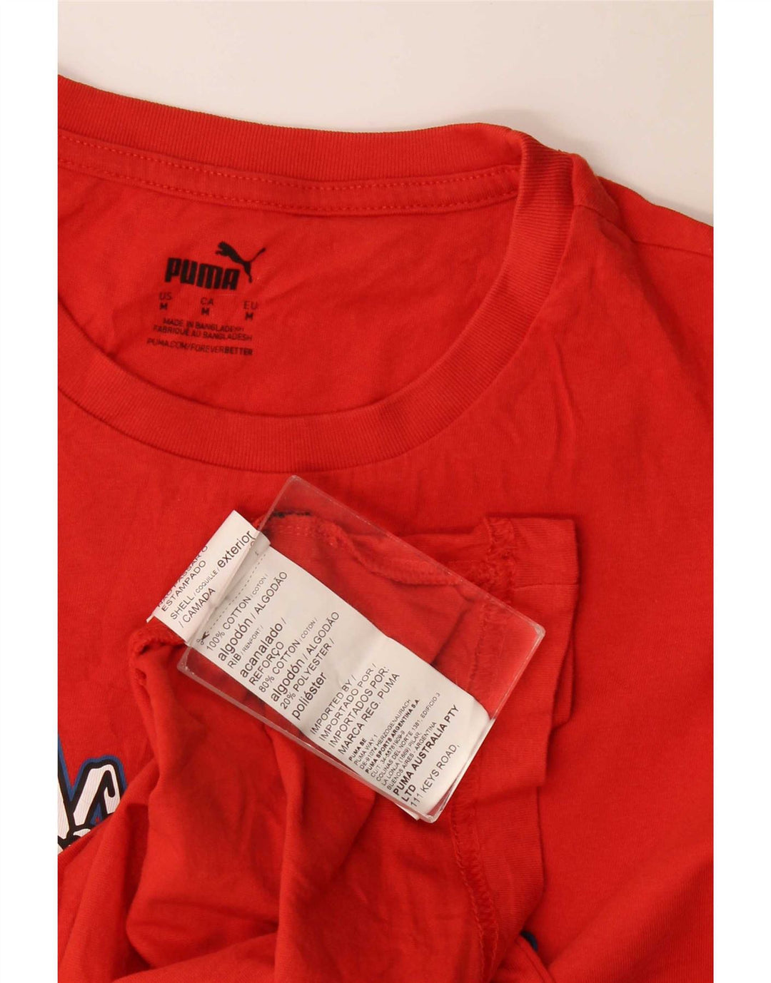 T-shirt grafica da uomo Puma Top in cotone rosso medio