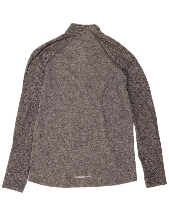 Nike Maglia da running da uomo con collo e zip a maniche lunghe in poliestere chiazzato grigio medio