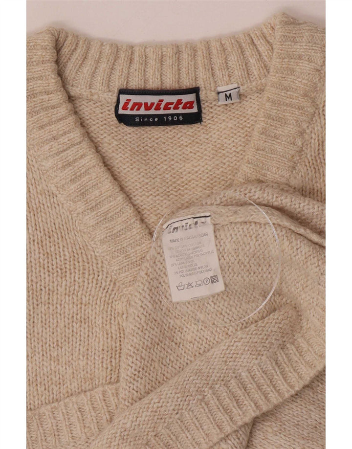Maglione da uomo con scollo a V Invicta in cotone beige medio