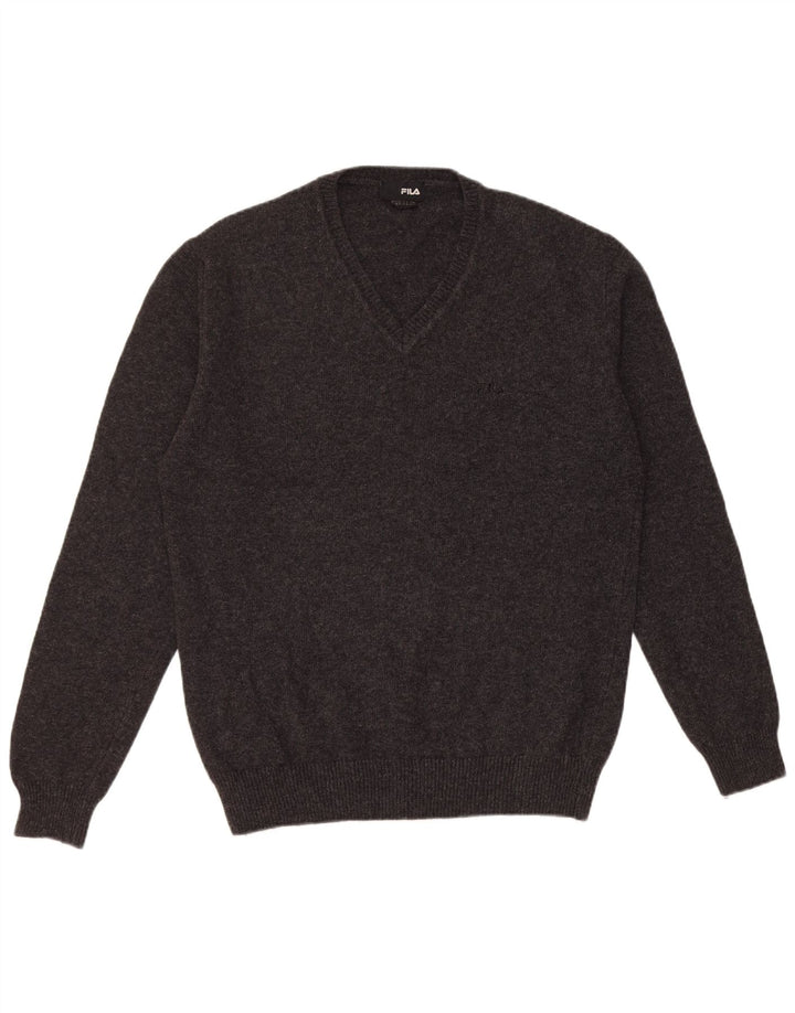 Maglione Fila da uomo con scollo a V XL in lana nera