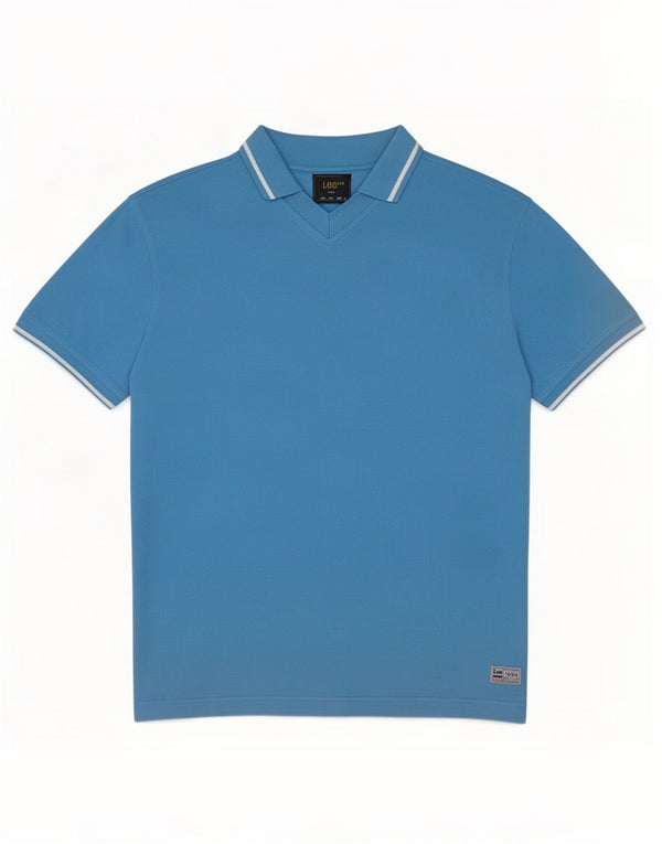 Polo da uomo Lee grande in cotone blu