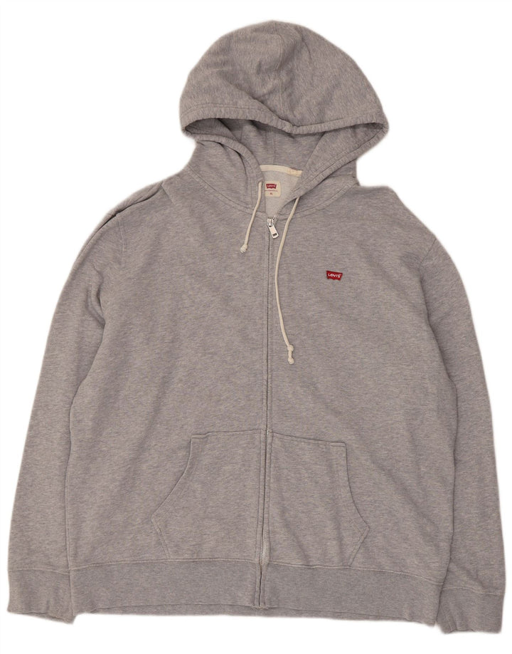Maglione con cappuccio e zip da uomo Levi's XL in cotone chiazzato grigio