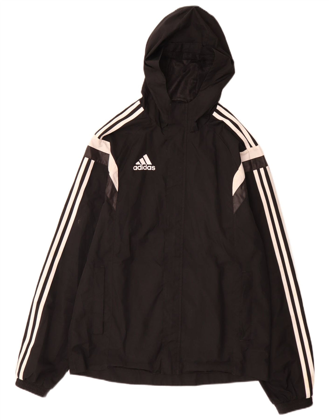 Giacca antipioggia da uomo Adidas con cappuccio UK 36 Small Nero Colourblock Poliestere