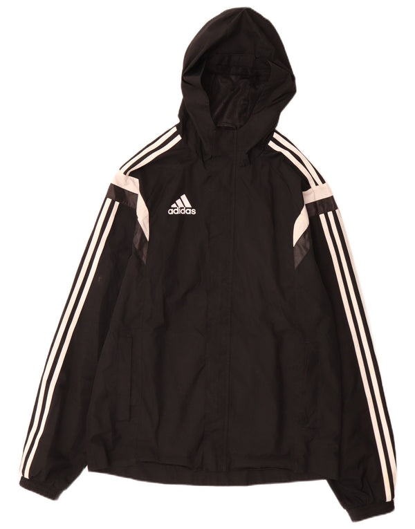 Giacca antipioggia da uomo Adidas con cappuccio UK 36 Small Nero Colourblock Poliestere