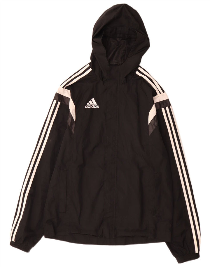 Giacca antipioggia da uomo Adidas con cappuccio UK 36 Small Nero Colourblock Poliestere