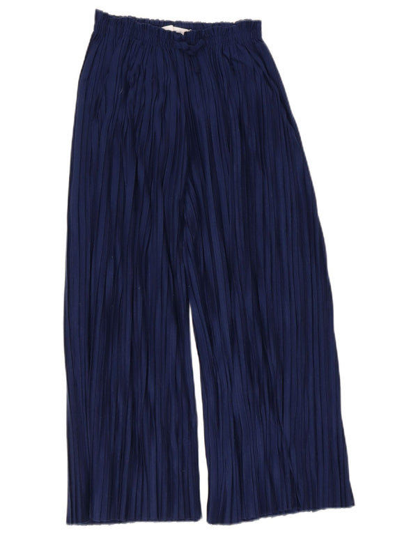 Pantaloni casual a gamba larga per ragazze Zara 11-12 anni W24 L20 poliestere blu navy