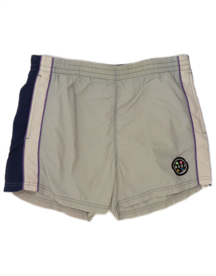Maui and Sons Pantaloncini da bagno grafici da uomo in nylon color block grigio medio