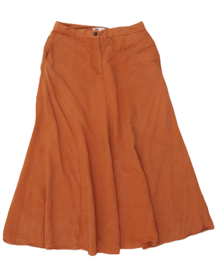 Gonna a trapezio da donna Zara grande W32 Lyocell marrone