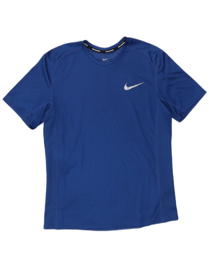 T-shirt Nike Dri Fit da uomo, top in poliestere blu medio