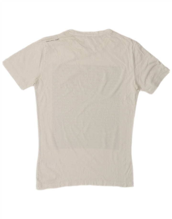 CALVIN KLEIN JEANS T-shirt grafica da uomo Top piccola in cotone bianco