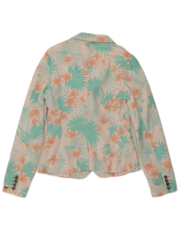 Giacca blazer a 2 bottoni da donna Tommy Hilfiger US 4 piccolo cotone floreale blu