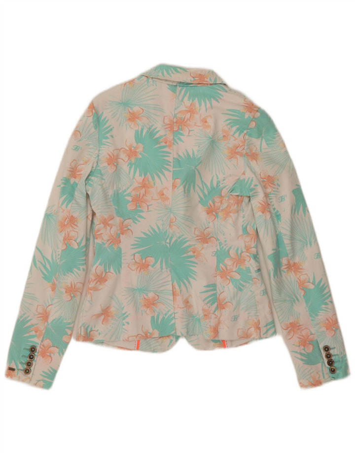 Giacca blazer a 2 bottoni da donna Tommy Hilfiger US 4 piccolo cotone floreale blu