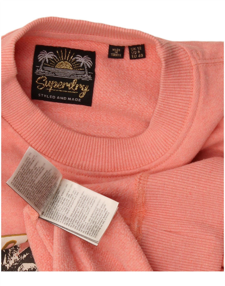 Felpa oversize con grafica da donna Superdry, maglione UK 12, colore rosa medio