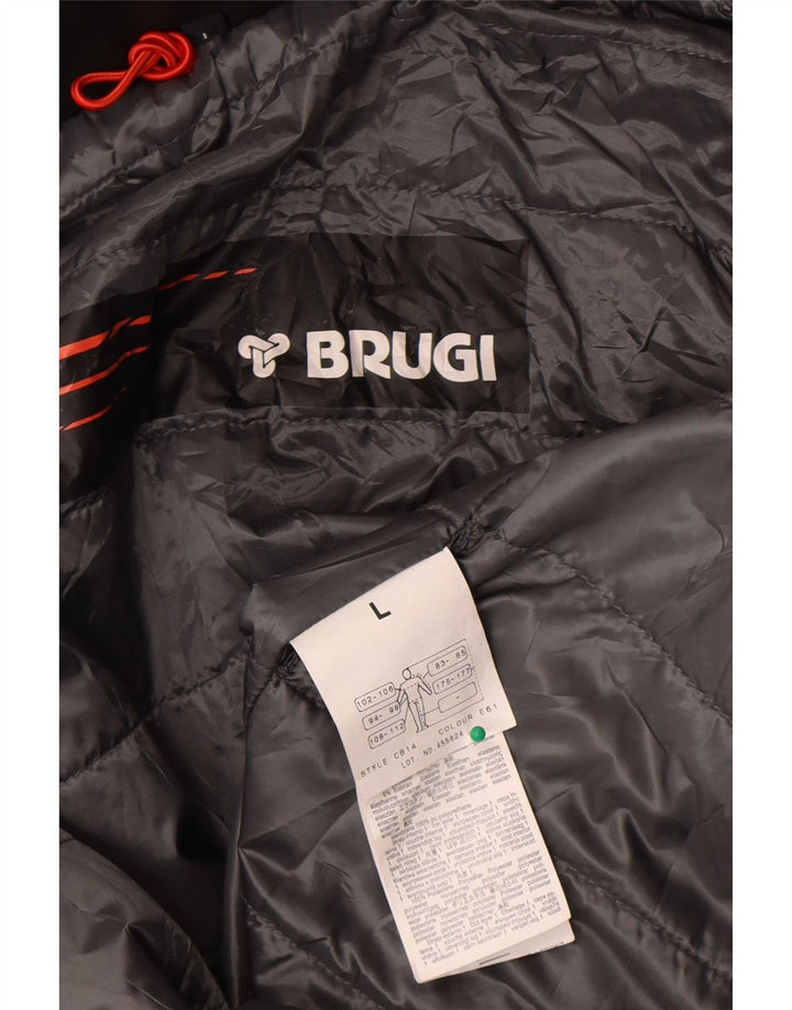 Giacca imbottita con cappuccio da uomo Brugi UK 40 grande poliestere color block nero