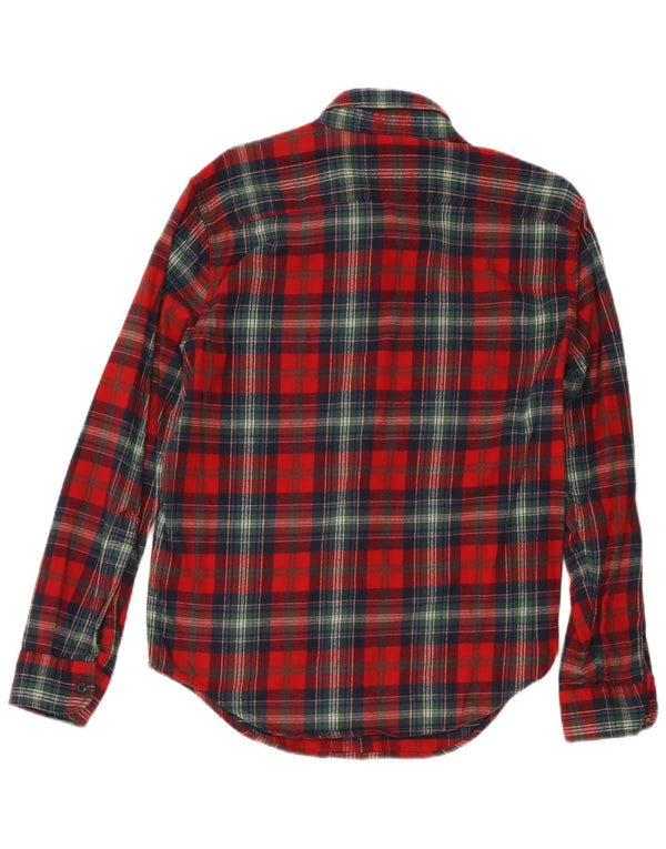 Abercrombie & Fitch Camicia di flanella da uomo in cotone a quadri rossi piccoli
