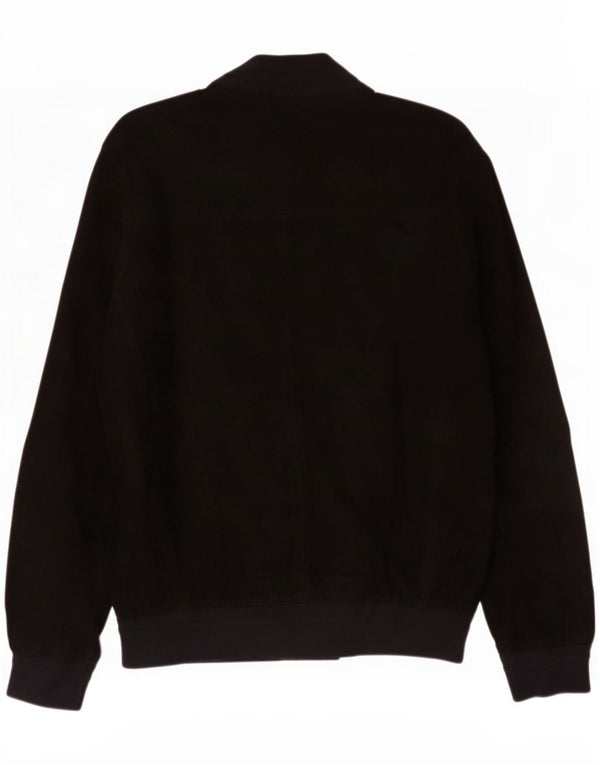 Giubbotto bomber in pelle scamosciata da uomo Project Classico UK 40 grande in pelle nera