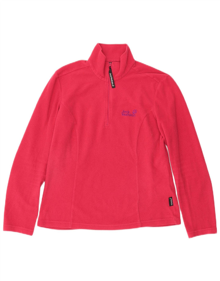 Maglione in pile da donna con collo e zip Jack Wolfskin UK 12/14 Poliestere rosa medio