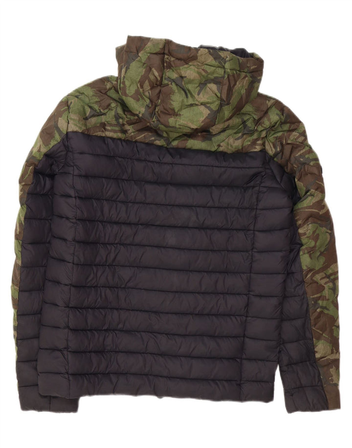 Giacca imbottita con cappuccio da uomo Superdry UK 38 Poliestere mimetico verde medio