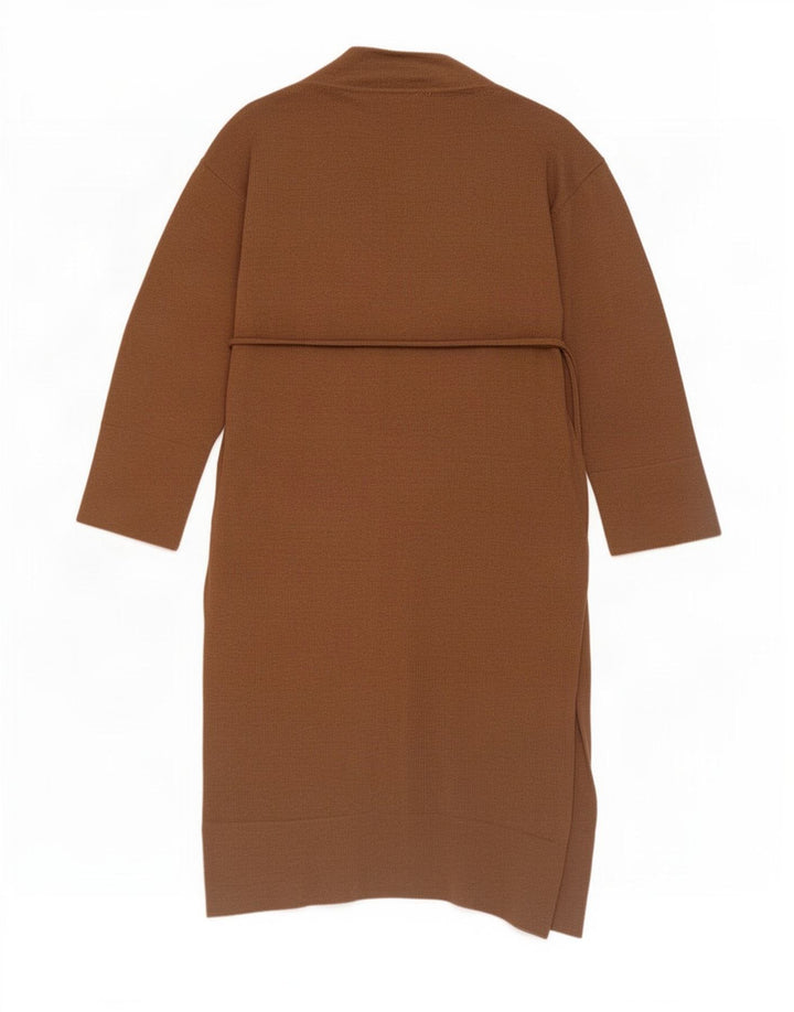 Maglione cardigan lungo oversize da donna Zara UK 10 piccolo poliestere marrone