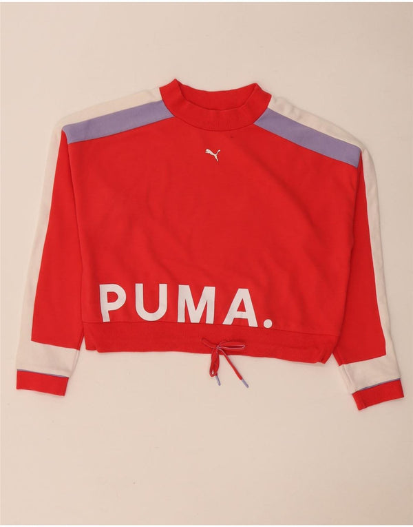Felpa con grafica corta da donna Puma UK 10 Small Red Colourblock