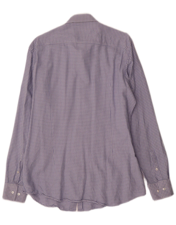 Camicia slim fit da uomo Hugo Boss UK 41 16 Grande cotone geometrico blu