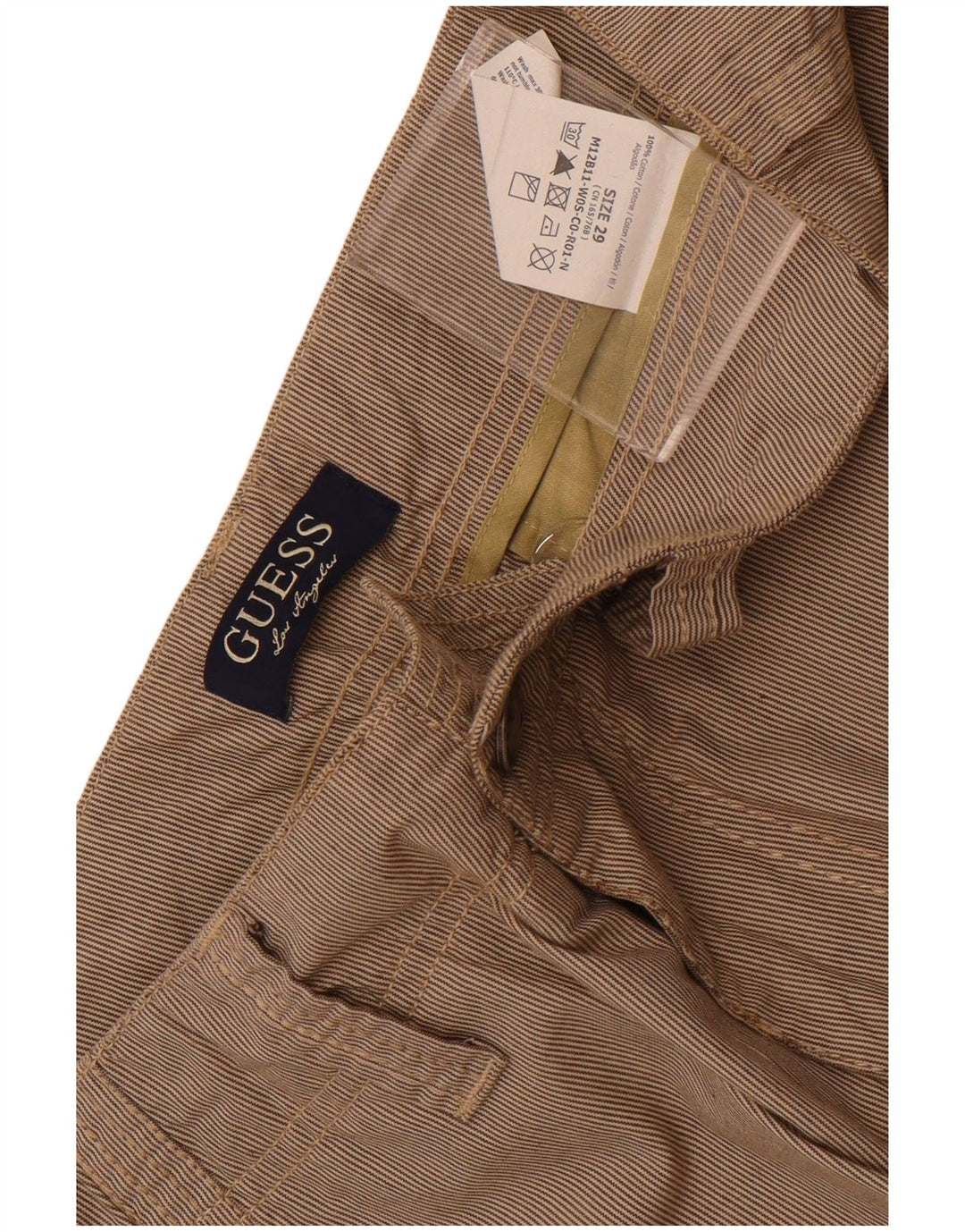 Bermuda cargo da uomo Guess W29 piccolo in cotone gessato marrone