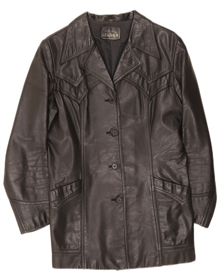 Giacca in pelle vintage da donna IT 42 media nera