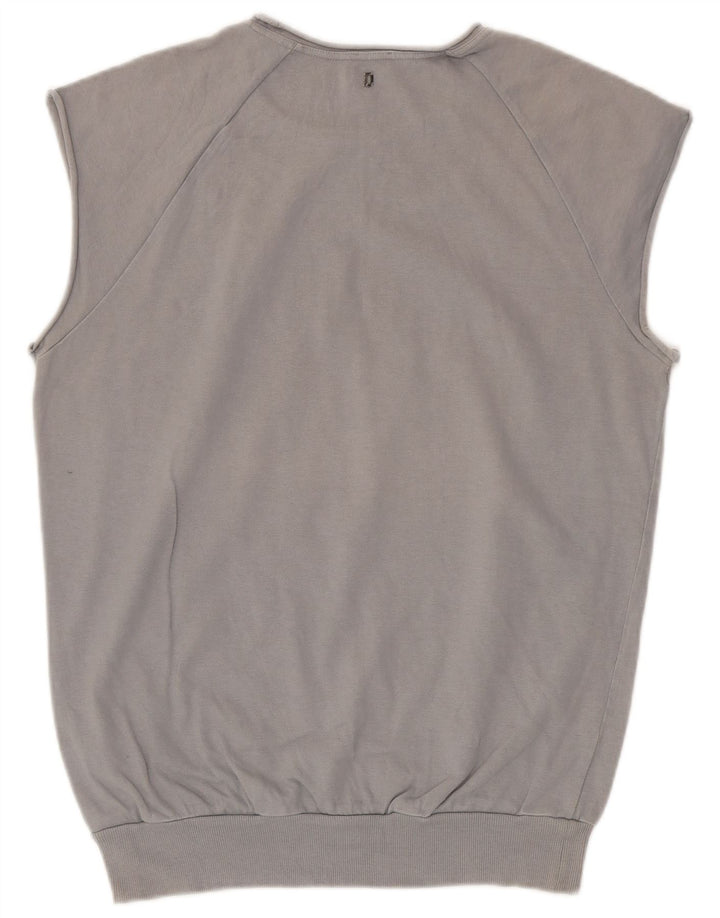 Dondup Felpa da uomo senza maniche con grafica Maglione in cotone grigio medio
