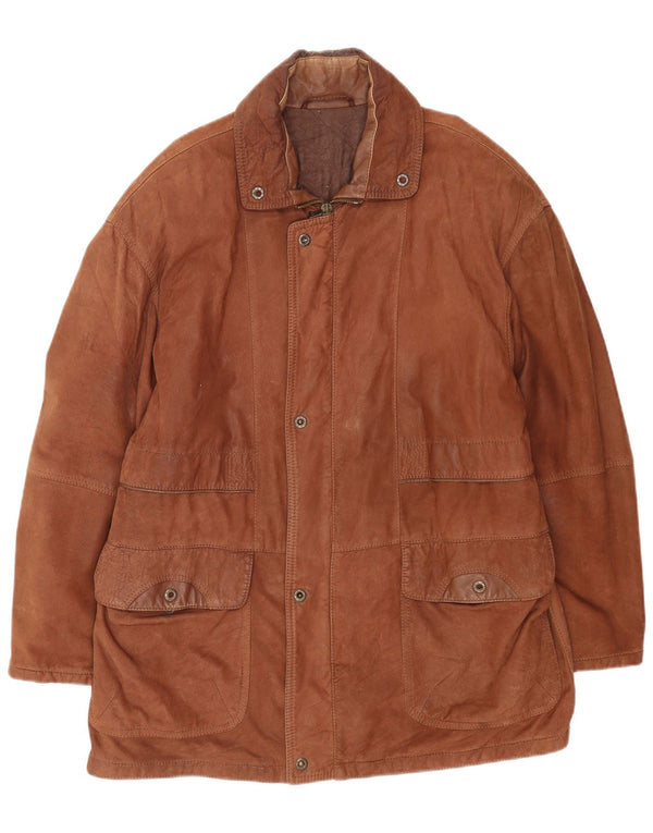 Giacca in pelle vintage da uomo IT 52 XL in pelle marrone