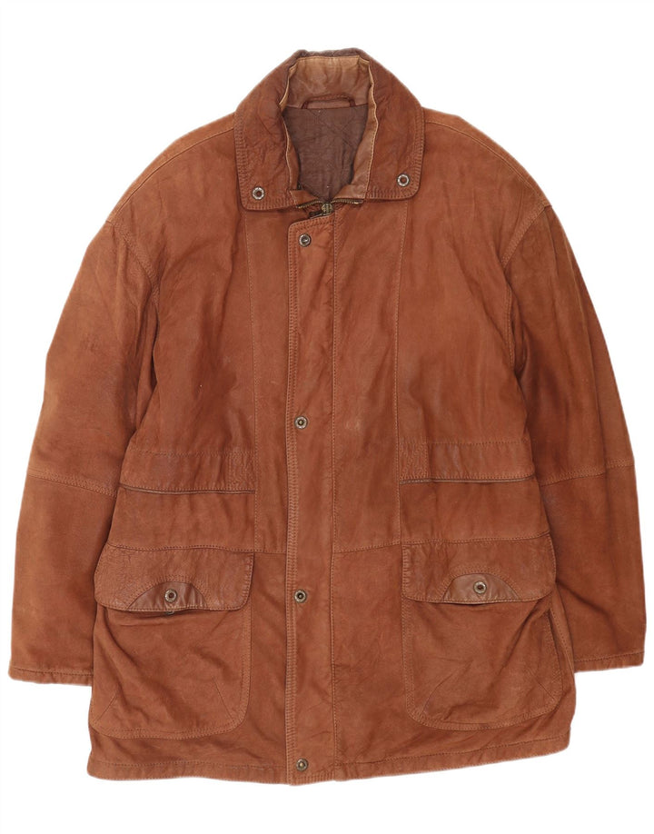 Giacca in pelle vintage da uomo IT 52 XL in pelle marrone