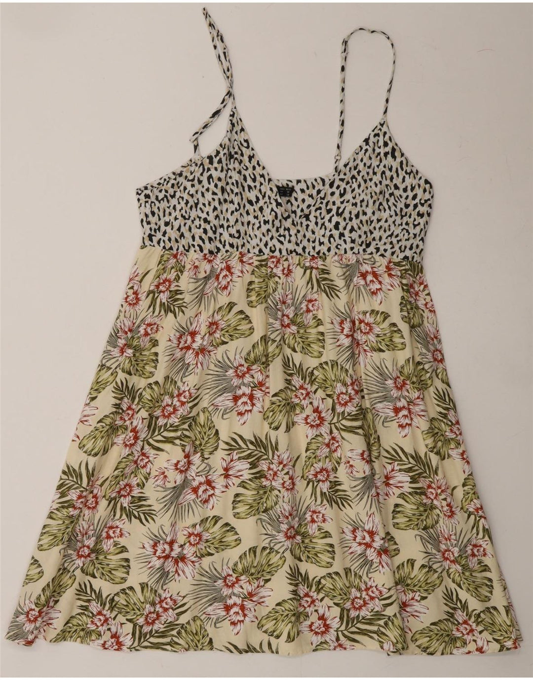 VOLCOM Womens Sleeveless Sundress US 8 Medium Beige Floral Viscose Vintage Volcom and Second-Hand Volcom from Messina Hembry 
