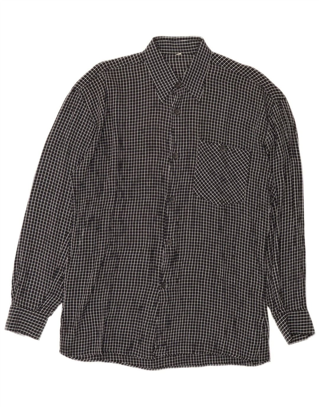 Camicia vintage da uomo a quadri neri medi