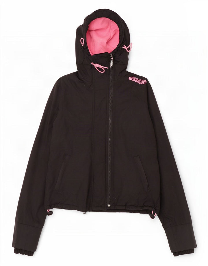 Giacca a vento con cappuccio da donna Superdry The Windcheater UK 10 Small Nera