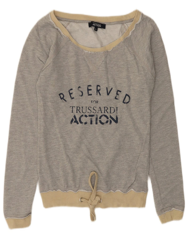 Felpa Grafica Bambina TRUSSARDI Maglione 9-10 Anni Large Cotone Grigio