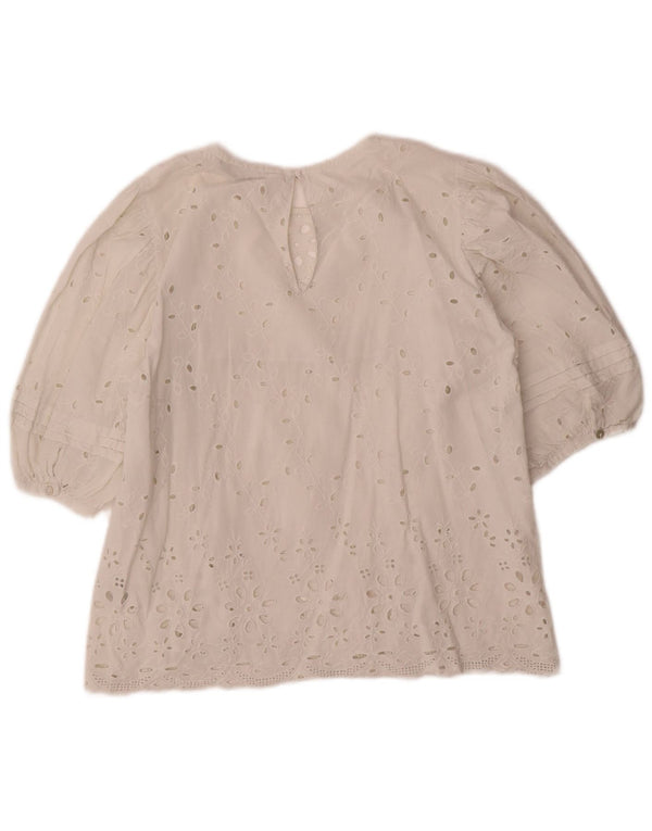 Top Zara da donna con maniche a 3/4, taglia UK 12, cotone bianco medio