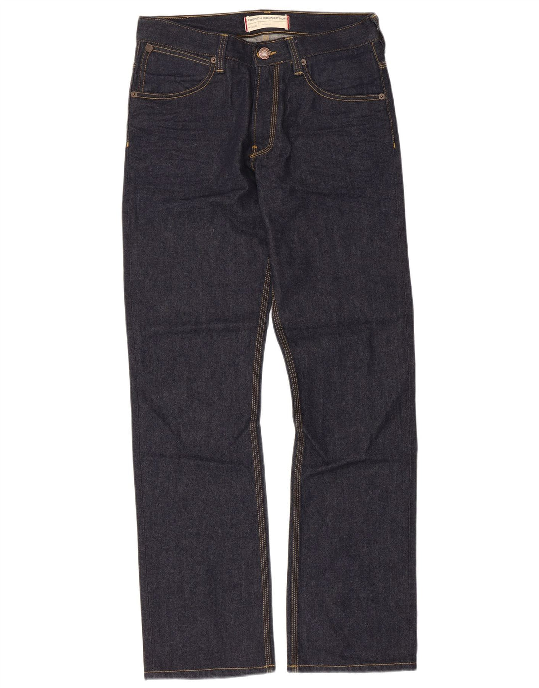 Jeans dritti regolari da uomo French Connection W32 L32 cotone blu navy
