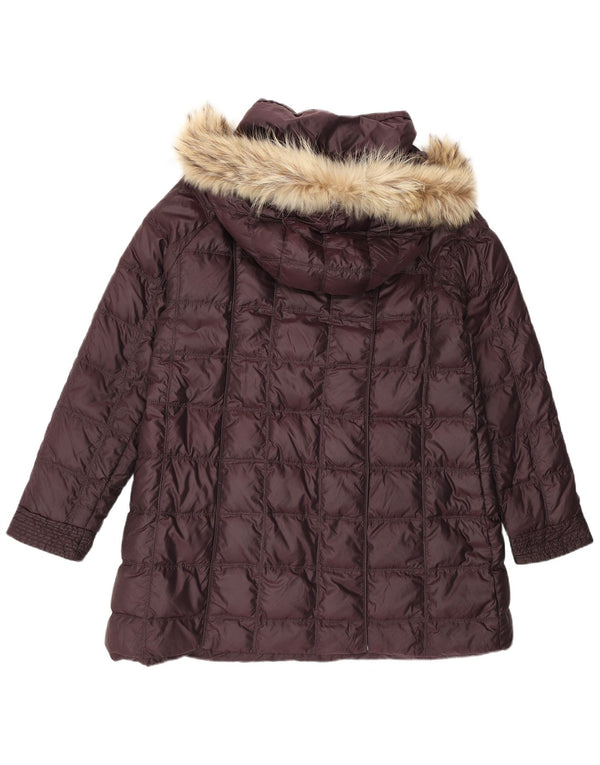 MARELLA Womens Hooded Padded Coat UK 18 XL Burgundy Polyester