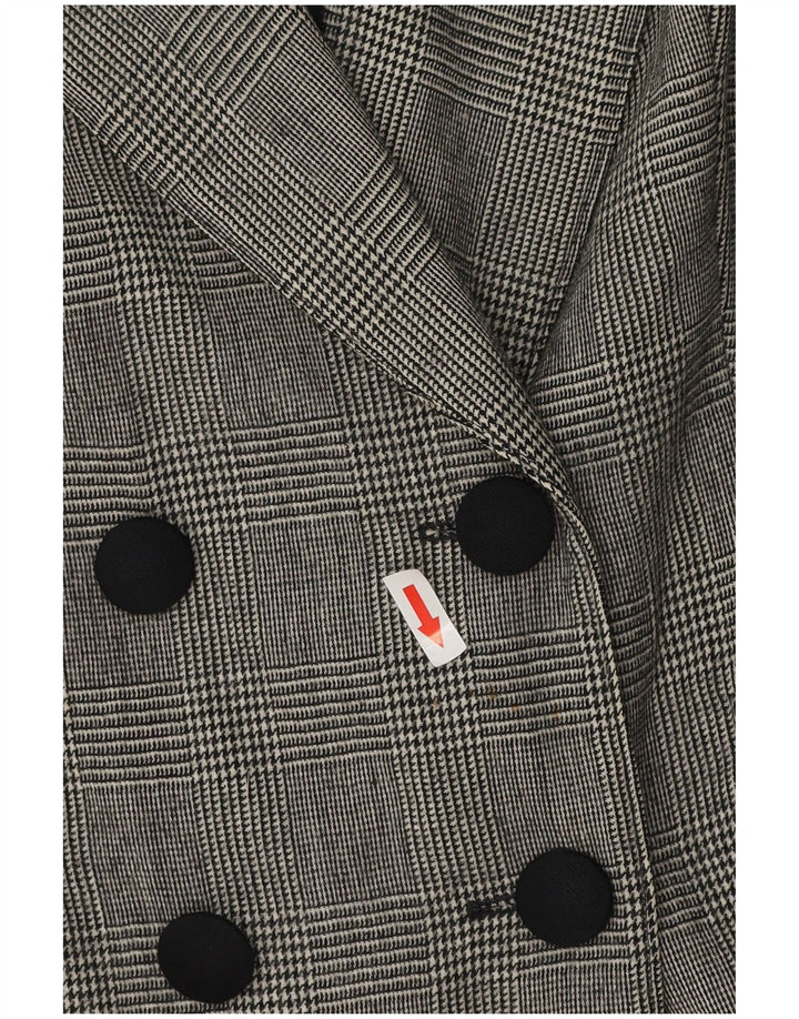 Giacca blazer vintage a maniche lunghe da donna UK 18 XL pied de poule grigio