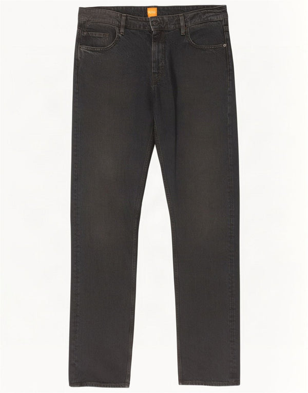 Jeans dritti da uomo Hugo Boss W34 L34 cotone nero