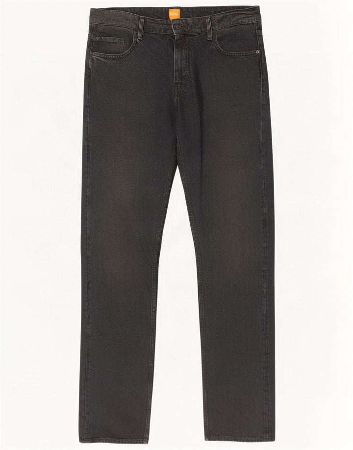 Jeans dritti da uomo Hugo Boss W34 L34 cotone nero