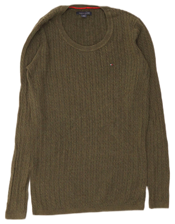 Maglione maglione girocollo da donna Tommy Hilfiger UK 10 piccolo cotone verde