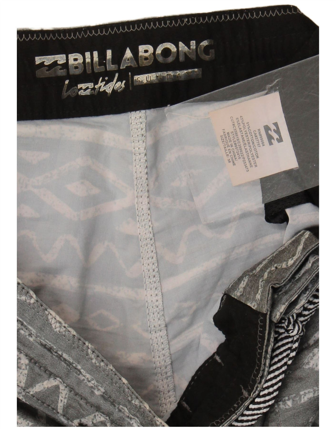Pantaloncini da bagno da uomo Billabong XL in cotone geometrico grigio