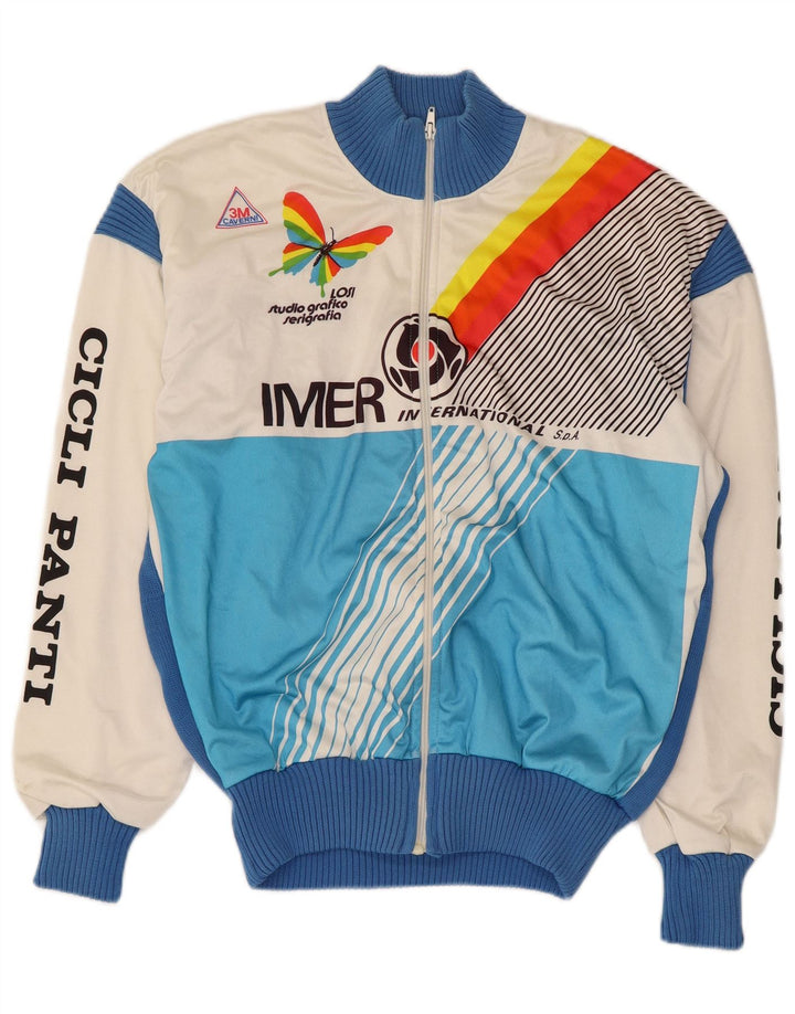 Giacca da ginnastica vintage da uomo con grafica IT 50 Colorblock blu medio