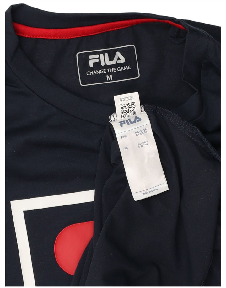 T-shirt grafica da uomo Fila Top in poliestere medio blu navy