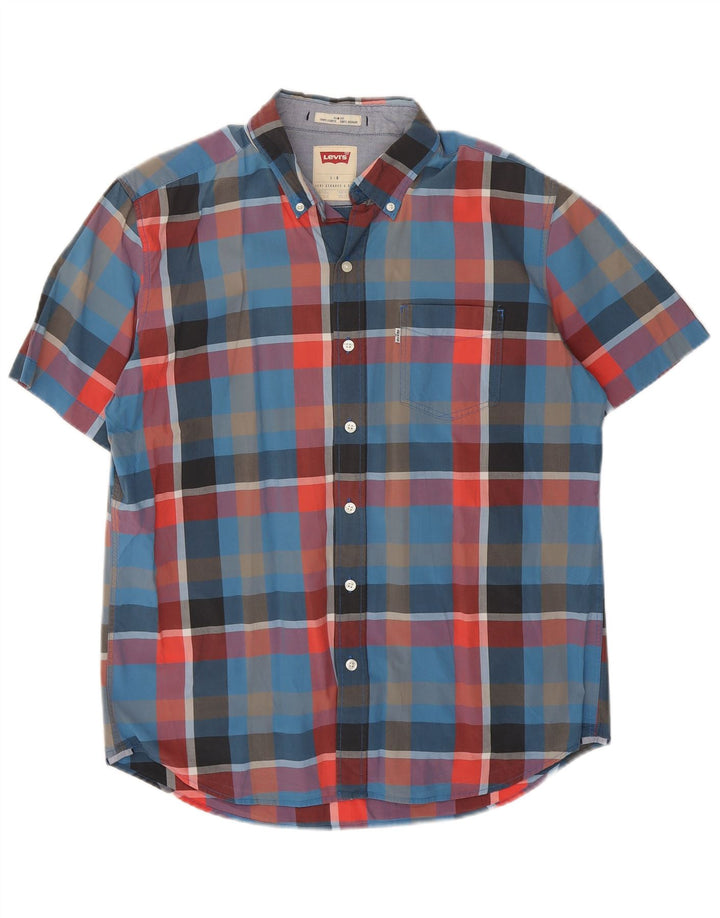 LEVI'S Mens Slim Fit Short Sleeve Shirt Large Multicoloured Check