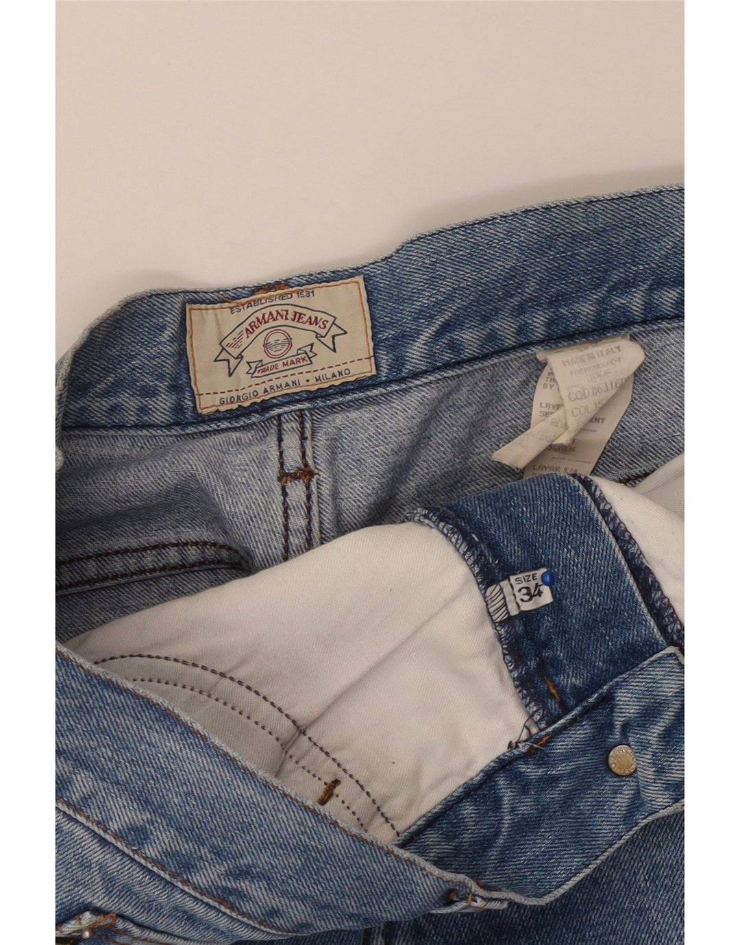 Jeans dritti da donna ARMANI W34 L31 cotone blu